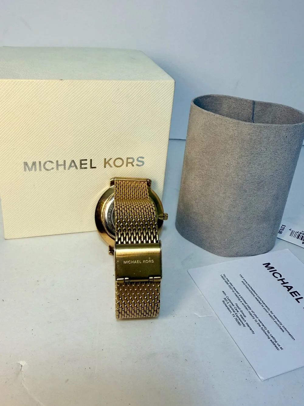 Michael Kors Gold-Tone Slim Mesh Bracelet Watch